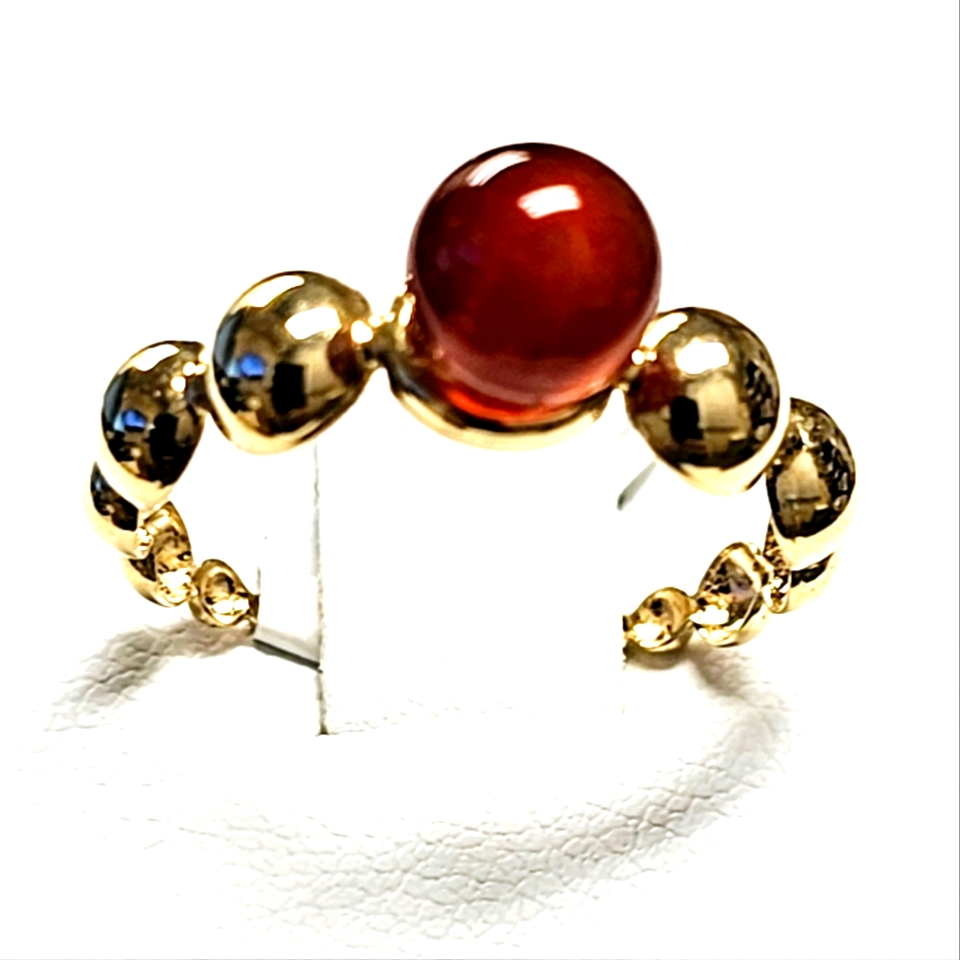 Bubble Ring With Red Agate